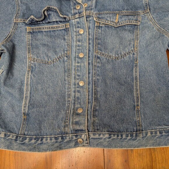 Vintage Jordache Blue Jean Denim Jacket Unisex - Large Medium Wash w/Pockets - Picture 4 of 16